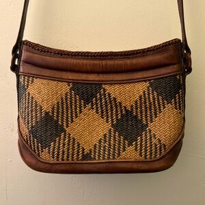 Crossbody Vintage Rattan Straw Leather purse